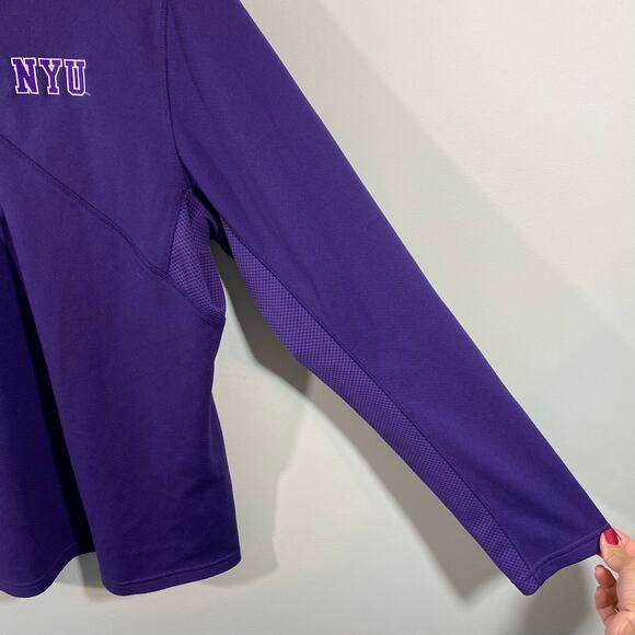 Nike X NYU Embroidered Logos Purple Quarter Zip Athletic Pullover Sweatshirt M - Picture 9 of 11